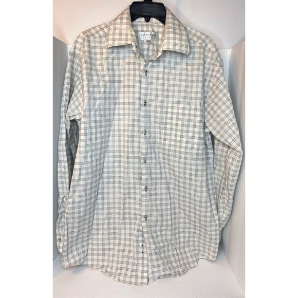 Linea Dome Chemise Men’s Large 16.5”  Gray Plaid LS Button Down Collared Shirt - Picture 2 of 16
